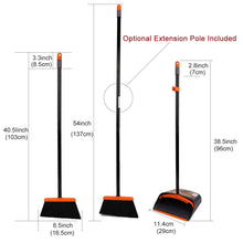 Load image into Gallery viewer, Broom and Dustpan Set, Sweep Set, Upright Broom and Dust pan Combo with 54 Inch Long Handle, Orange and Dark Grey