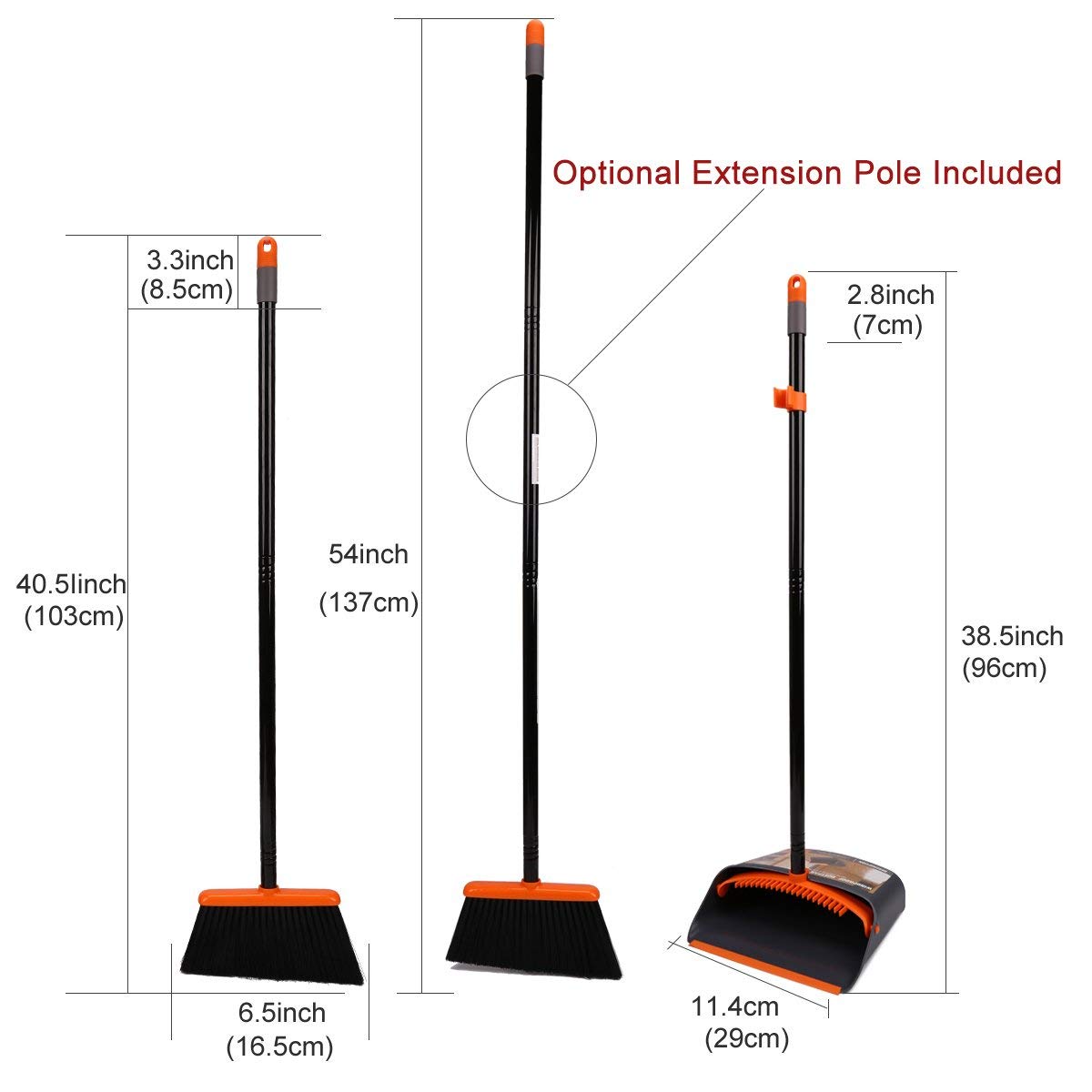 Dust Pan and Broom/Dustpan Cleans Broom Combo with 54 Long Handle for Home