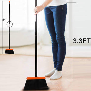 Broom and Dustpan Set, Sweep Set, Upright Broom and Dust pan Combo with 54 Inch Long Handle, Orange and Dark Grey