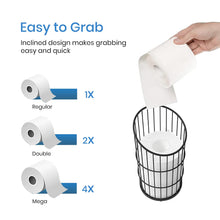 Load image into Gallery viewer, Toilet Paper Holder Stand Bathroom Toilet Paper Storage Tissue Roll Paper Reserve Holder for 3 Spare Mega Rolls-Black