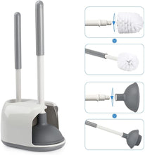 Load image into Gallery viewer, TreeLen Toilet Plunger and Bowl Brush with Holder Combo Set for Bathroom Cleaning