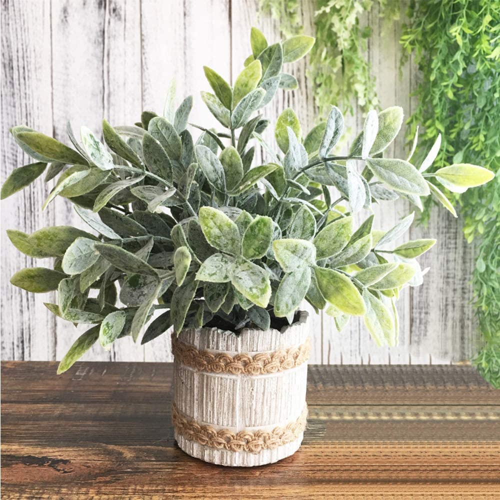 plastic desk plant Artificial Plants Small Potted Plastic Fake Plants Green Rosemary Faux – TreeLen