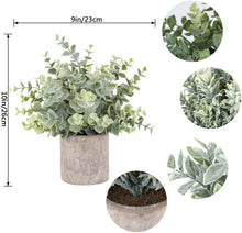 Load image into Gallery viewer, 3 Pack Mini Potted Fake Plants Artificial Plastic Eucalyptus Plants for Home Office Desk Room Decoration