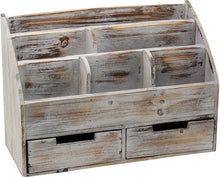 Load image into Gallery viewer, Executive Office Solutions Vintage Rustic Wooden Office Desk Organizer &amp; Mail Rack for Desktop, Tabletop, or Counter - Distressed Torched Wood-Store Supplies, Desk Accessories, Mail – Barnwood