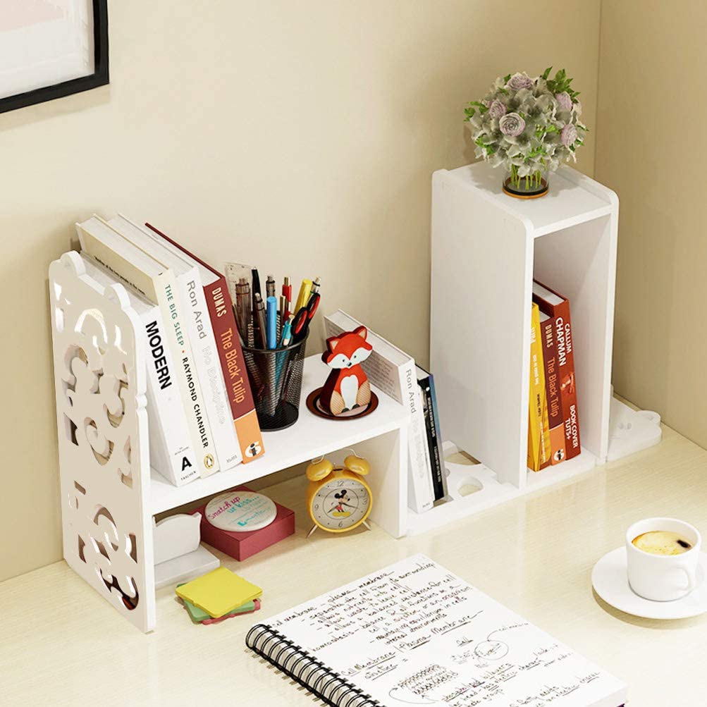 Small Bookshelf for Desktop Storage, Mini Narrow Desk White Versatilit –  TreeLen