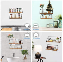 Load image into Gallery viewer, Floating Shelves Rustic Floating Shelves for Wall Bathroom Bedroom Kitchen Wall Mounted Wood Shelves Set of 2
