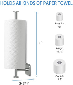 Paper Towel Holder Under Cabinet Mount Hanging Paper Towel Roll Dispenser Wall Mounted Storage Mega Rolls-Nickel
