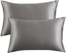 Load image into Gallery viewer, Satin Pillowcase for Hair and Skin, 2-Pack Pillow Cases - Satin Pillow Covers with Envelope Closure, Dark Grey