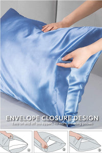 Satin Pillowcase for Hair and Skin, 2-Pack Pillow Cases - Satin Pillow Covers with Envelope Closure, Airy Blue