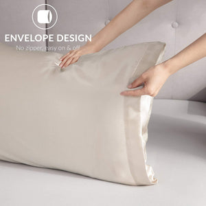 Satin Pillowcase for Hair and Skin, 2-Pack Pillow Cases - Satin Pillow Covers with Envelope Closure, Beige