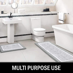 Bathroom Rug Mat, Ultra Soft and Water Absorbent Bath Rug, Bath Carpet, Machine Wash/Dry, for Tub, Shower, and Bath Room (Grey)