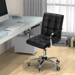 Desk Chair - Office Chair with Arms/Wheels for Teens/Students Swivel Faux Leather Home Computer Black