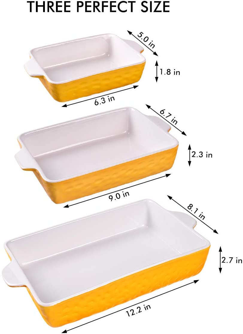 Bakeware Set, Ceramic Baking Dish, Rectangular Baking Pans Set, Casserole  Dish for Cooking, Cake Dinner, Kitchen, Wrapping Upgrade, 12 x 8.5 Inches