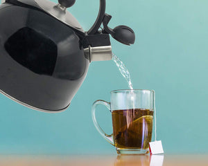 2.5 Liter Whistling Tea Kettle - Modern Stainless Steel Whistling Tea Pot for Stovetop with Cool Grip Ergonomic Handle (Black)