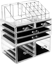 Load image into Gallery viewer, Makeup Organizer 3 Pieces Acrylic Cosmetic Storage Drawers and Jewelry Display Box, Clear