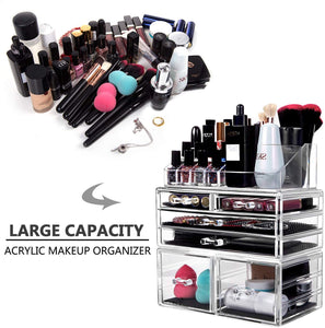 Makeup Organizer 3 Pieces Acrylic Cosmetic Storage Drawers and Jewelry Display Box, Clear