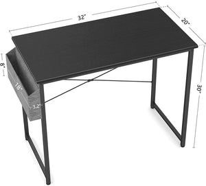 Computer Desk 32 inch Home Office Writing Study Desk, Modern Simple Style Laptop Table with Storage Bag, Black