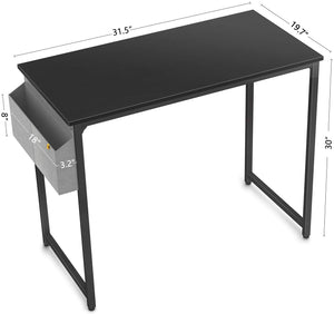 Computer Desk 32" Study Writing Table for Home Office, Modern Simple Style PC Desk, Black Metal Frame, Black