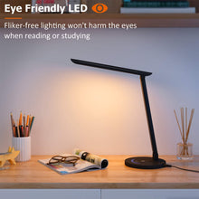 Load image into Gallery viewer, TT-DL13B LED Desk Lamp Eye-caring Table Lamps, Dimmable Office Lamp with USB Charging Port, Touch Control, 12W, 5 Color Modes, Philips EnabLED Licensing Program (Black)