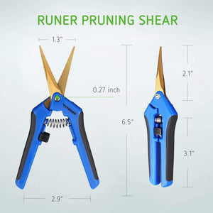 1-Pack Gardening Hand Pruner Pruning Shear with Titanium Coated Curved Precision Blades
