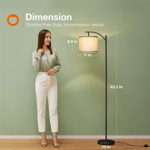 Floor Lamp for Living Room with Lamp Shade and 9W LED Bulb Modern Standing Lamp Floor Lamps for Bedrooms Black