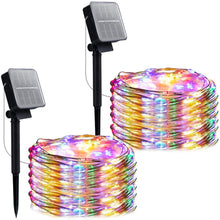 Load image into Gallery viewer, Outdoor Solar String Lights, 2 Pack 33 Feet 100 Led Solar Fairy Lights Waterproof Decoration Copper Wire Lights with 8 Modes for Indoor Outdoor Patio Yard Trees Party Decor(Multicolor)