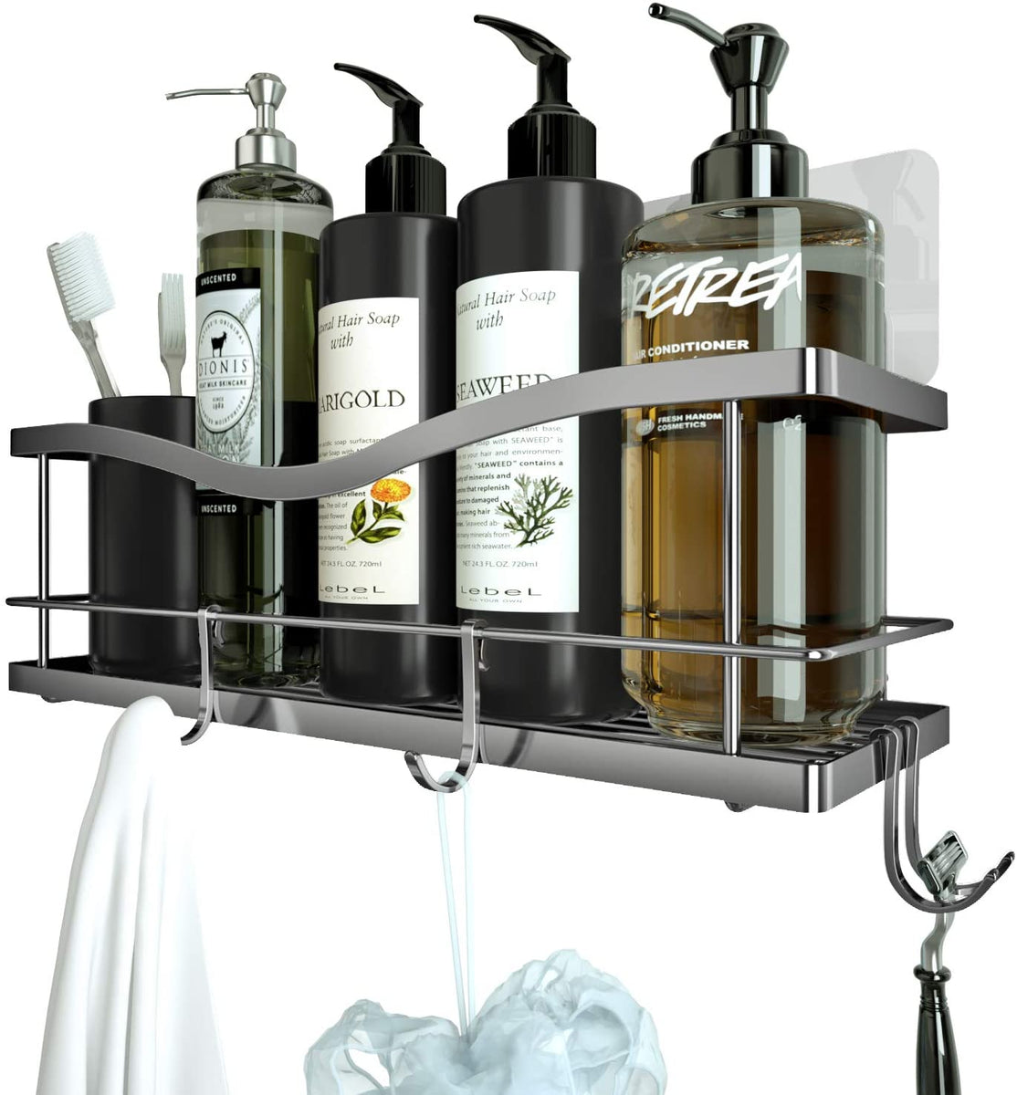 Shower Caddy Basket Shelf With 2 Soap Holder towel Hooks No - Temu