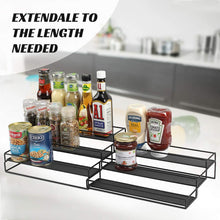 Load image into Gallery viewer, Organizer Spice Racks 3 Tier Expandable Spice Rack Organizer for Cabinet Kitchen Shelf Organizers Step Holder Riser for Pantry Bathroom-Black