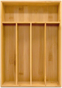 Kitchen Bamboo Silverware Organizer- 5 Compartments - Bamboo Drawer Organizer - Bamboo Hardware Organizer (1-Pack)