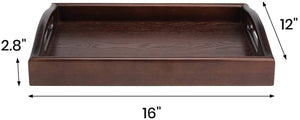 Wooden Tray Rectangle Rustic Coffee Table Tray Butler Serving Tray with Handle for Coffee Table Ottoman Eating and Food Drink Serving with Handle 16x12 inch