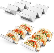 Load image into Gallery viewer, Taco Holders 4 Packs - Stainless Steel Taco Stand Rack Tray Style by Artthome, Oven Safe for Baking, Dishwasher and Grill Safe