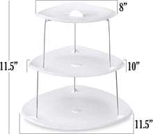 Load image into Gallery viewer, Collapsible Party Tray, 3 Tier - The Decorative Plastic Appetizer Trays Twist Down and Fold Inside for Minimal Storage Space. An Elegant Tray for Serving Sandwiches, Cake, Sliced Cheese and Deli Meat