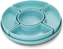 Load image into Gallery viewer, Porcelain Divided Serving Dishes, Relish Tray, Serving Bowls for Parties - Perfect for Chips and Dip, Veggies, Candy and Snacks, Turquoise