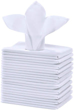 Load image into Gallery viewer, Polyester Cloth Napkins 1-Dozen, Solid Washable Fabric Napkins Set of 13, Perfect for Weddings, Parties, Holiday Dinner White
