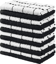 Load image into Gallery viewer, Towels Kitchen Towels, 15 x 25 Inches, 100% Ring Spun Cotton Super Soft and Absorbent Black Dish Towels, Tea Towels and Bar Towels, (Pack of 12)