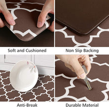 Load image into Gallery viewer, Kitchen Mat [2 PCS] Cushioned Anti-Fatigue Kitchen Mats and Rugs, Waterproof Non-Slip Kitchen Rug Heavy Duty PVC Ergonomic Comfort Standing Foam Mat for Kitchen, Floor Home, Sink, Laundry,Brown