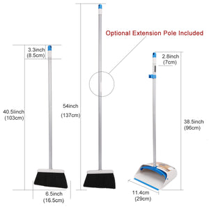 Broom and Dustpan Set, Sweep Set Upright Long Handle Stand Up & Store Indoor Outdoor for Home Kitchen