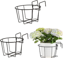 Load image into Gallery viewer, TreeLen 3Pack 10inch Railing Planters Outdoor Balcony Hanging Baskets for Plants Fence Planters Metal Potted Stand Indoor Porch Railing Planters Flower Pot Holder