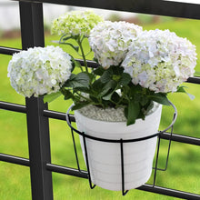 Load image into Gallery viewer, TreeLen 3Pack 10inch Railing Planters Outdoor Balcony Hanging Baskets for Plants Fence Planters Metal Potted Stand Indoor Porch Railing Planters Flower Pot Holder