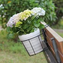 Load image into Gallery viewer, TreeLen 3Pack 10inch Railing Planters Outdoor Balcony Hanging Baskets for Plants Fence Planters Metal Potted Stand Indoor Porch Railing Planters Flower Pot Holder