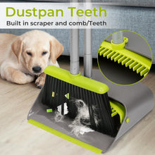 Load image into Gallery viewer, Broom and Dustpan Comb Set for Home, 52&quot; Long Handle Standing Dustpan for Home Room Kitchen Office Lobby Outdoor Floor Use