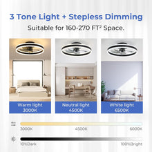 Load image into Gallery viewer, Ceiling Fans with Lights and Remote, 20&#39;&#39; Low Profile Fan, 3000-6000K Dimmable Modern Flush Mount LED Fandelier, 6 Speeds Reversible DC Motor, Black Ceiling Fan for Bedroom Living Room