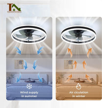 Load image into Gallery viewer, Ceiling Fans with Lights and Remote, 20&#39;&#39; Low Profile Fan, 3000-6000K Dimmable Modern Flush Mount LED Fandelier, 6 Speeds Reversible DC Motor, Black Ceiling Fan for Bedroom Living Room