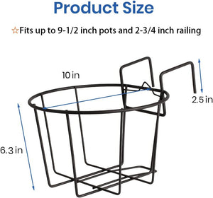 TreeLen 3Pack 10inch Railing Planters Outdoor Balcony Hanging Baskets for Plants Fence Planters Metal Potted Stand Indoor Porch Railing Planters Flower Pot Holder