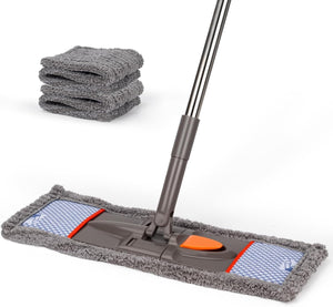 Microfiber Mops for Floor Cleaning,Flat Floor Mop with 2 Reusable Washable Pads,Wet Dry Mop for Hardwood, Vinyl, Laminate, Tile Floor Cleaning Gray