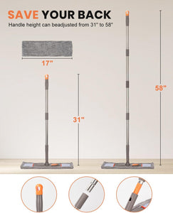 Microfiber Mops for Floor Cleaning,Flat Floor Mop with 2 Reusable Washable Pads,Wet Dry Mop for Hardwood, Vinyl, Laminate, Tile Floor Cleaning Gray