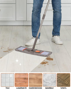 Microfiber Mops for Floor Cleaning,Flat Floor Mop with 2 Reusable Washable Pads,Wet Dry Mop for Hardwood, Vinyl, Laminate, Tile Floor Cleaning Gray