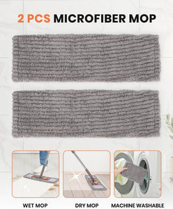 Microfiber Mops for Floor Cleaning,Flat Floor Mop with 2 Reusable Washable Pads,Wet Dry Mop for Hardwood, Vinyl, Laminate, Tile Floor Cleaning Gray