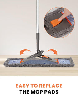 Microfiber Mops for Floor Cleaning,Flat Floor Mop with 2 Reusable Washable Pads,Wet Dry Mop for Hardwood, Vinyl, Laminate, Tile Floor Cleaning Gray