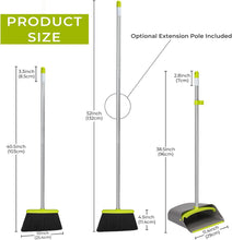 Load image into Gallery viewer, Broom and Dustpan Comb Set for Home, 52&quot; Long Handle Standing Dustpan for Home Room Kitchen Office Lobby Outdoor Floor Use